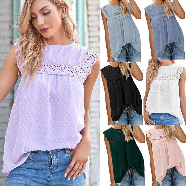 

women's t-shirt balteral 2021 sleeveless summer jacquard solid girls tees, White