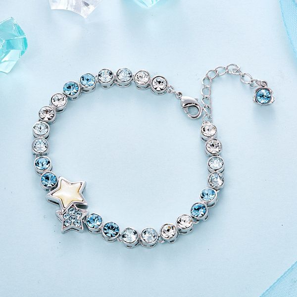 

bangles bracelet special price 12 constellations women's fashion friend gift set with crystal blue star hand jewelry, Black