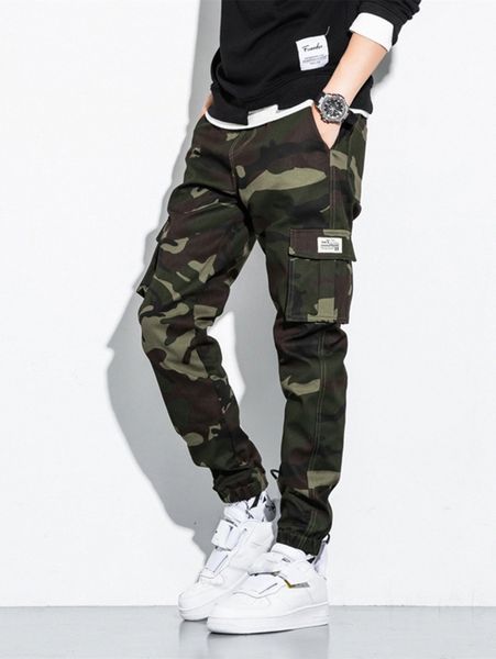 

men camo flap pocket cargo pants w1k5#, Black