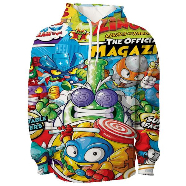 

men's hoodies & sweatshirts boys super zings 3d print kids casual hooded sweatshirt superzings long sleeve pullovers for children surp, Black