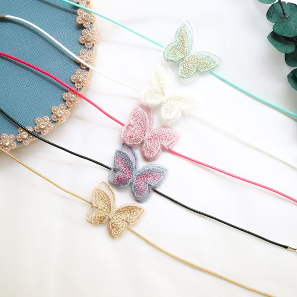 

new jewelry spring and summer accessory super fault color embroidery butterfly choker necklace short clavicle chain necklace, Golden;silver
