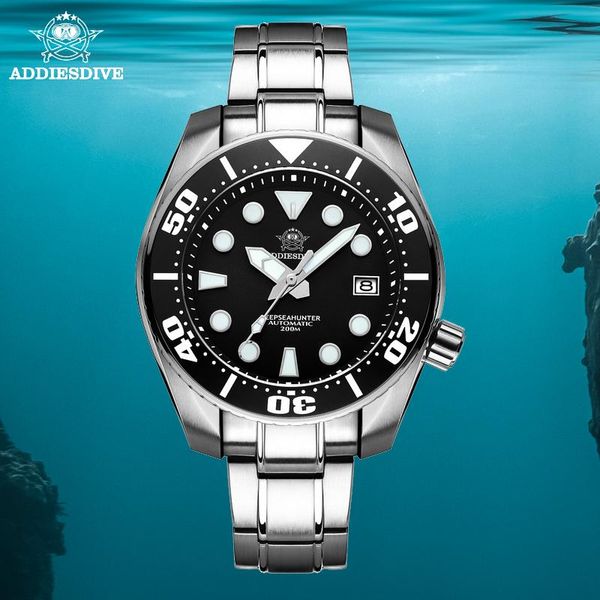 

wristwatches addies dive men luxury watch sapphire glass 316l stainless steel japan nh35 super luminous dial 200m diving watches, Slivery;brown