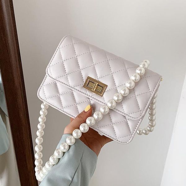 

niche design lingge pearl chain bag women 2021 fashion -selling crossbody square shoulder bags