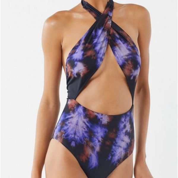 

2020 printed swimsuit cross strap bikini swimsuit, White;black