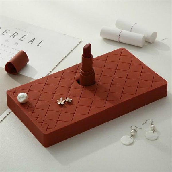 

bathroom storage & organization 24 grid silicone lipstick box makeup organizer cosmetic display stand make -up brush eyebrow pencil holder f