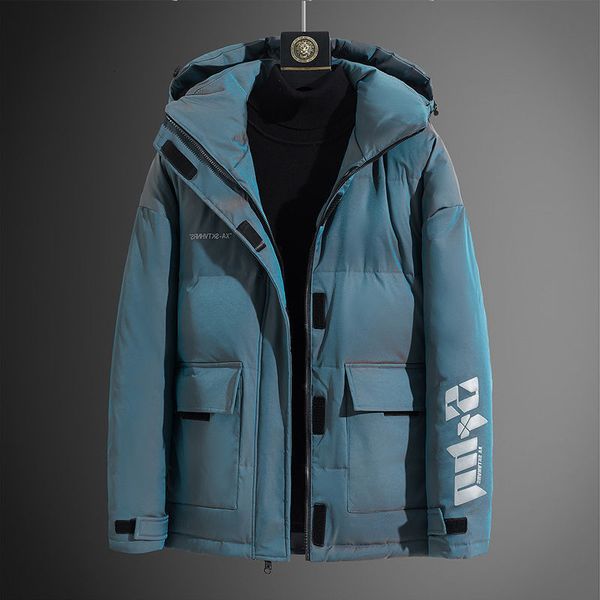 

2021 fashion white duck down coat jacket men thicken warm short parka solid color parkas outerwear, Black