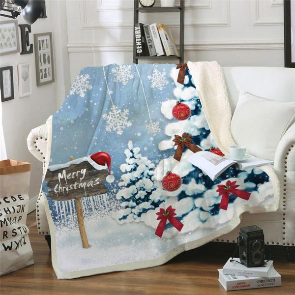 

blankets bed linens santa claus sherpa blanket merry christmas wool hd happy year snowflake for beds fleece