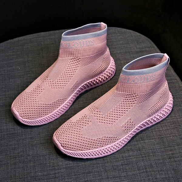 

boots fashion stretch socks shoes woman nice women woven breathable elastic autumn thick-soled short ankle, Black
