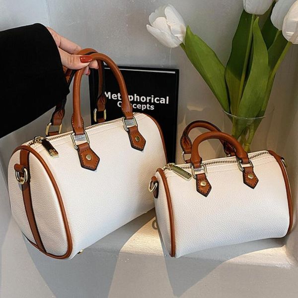 

evening bags contrast color tote pillow bag boston 2021 pu leather women's designer handbag high capacity shoulder messenger