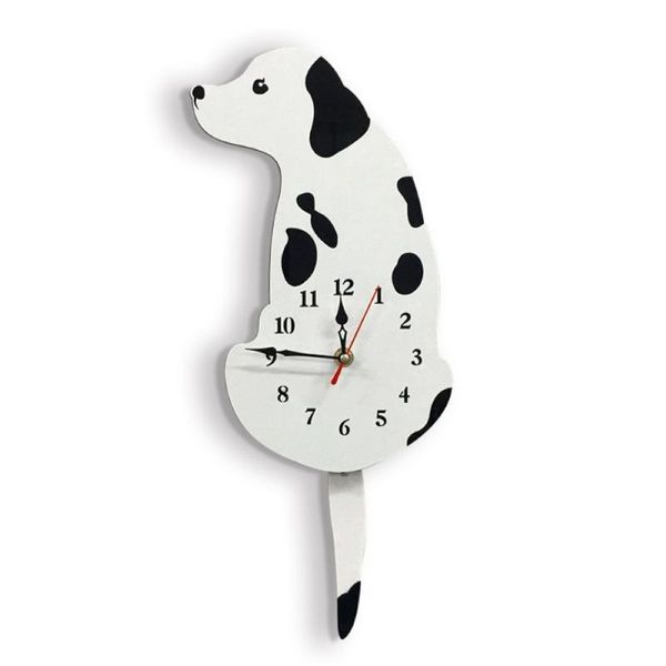 

wall clocks 1pc cartoon animal clock lovely dog acrylic with swing tail home offices decor