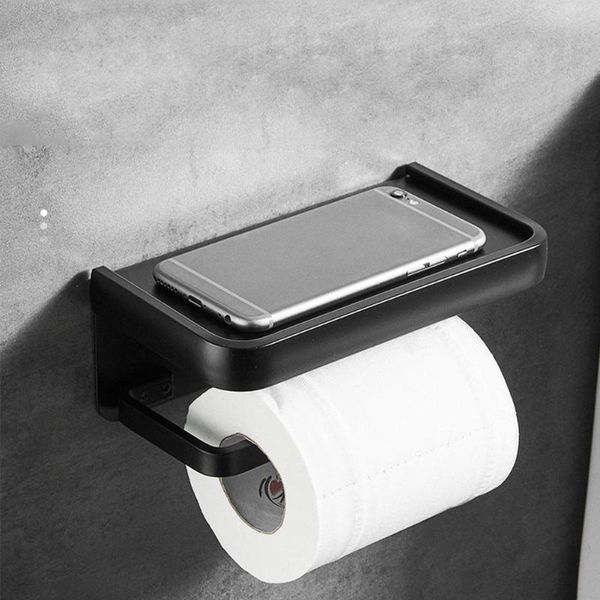 

toilet paper holders matte black space aluminum holder self-adhesive punch-bathroom mobile hardware set