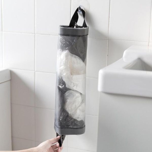 

storage bags home grocery bag holder wall mount hanging nylon for disposable plastic trash garbage kitchen organizer