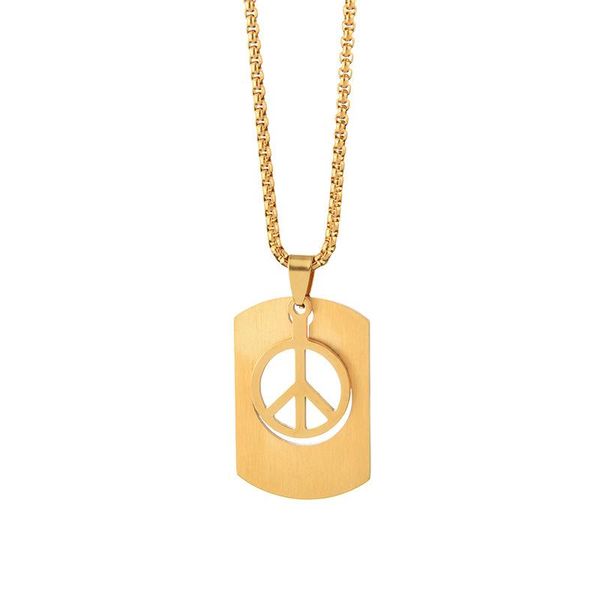 

anti-war peace sign necklace men and women hip-hop personality titanium steel ins wind army couple sweater chain wholesale pendant necklaces, Silver