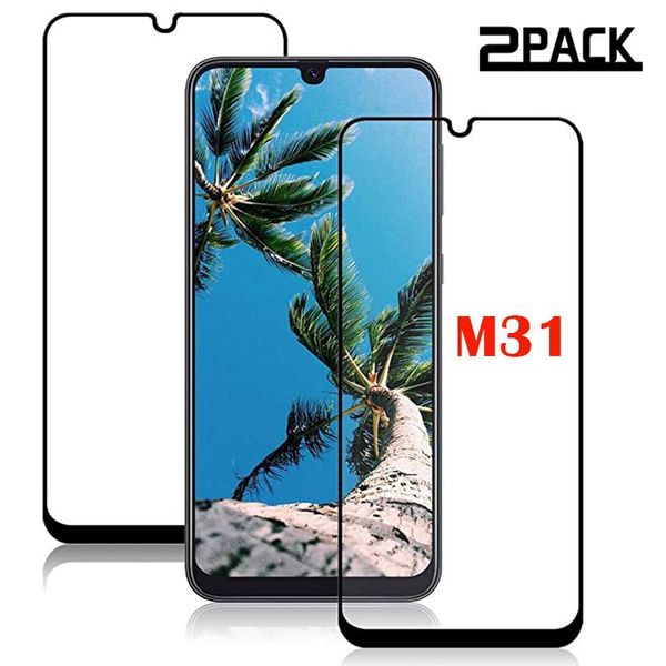 

2pcs screen protector tempered glass for galaxy m31 hd full coverage premium film 9h hardness cell phone protectors