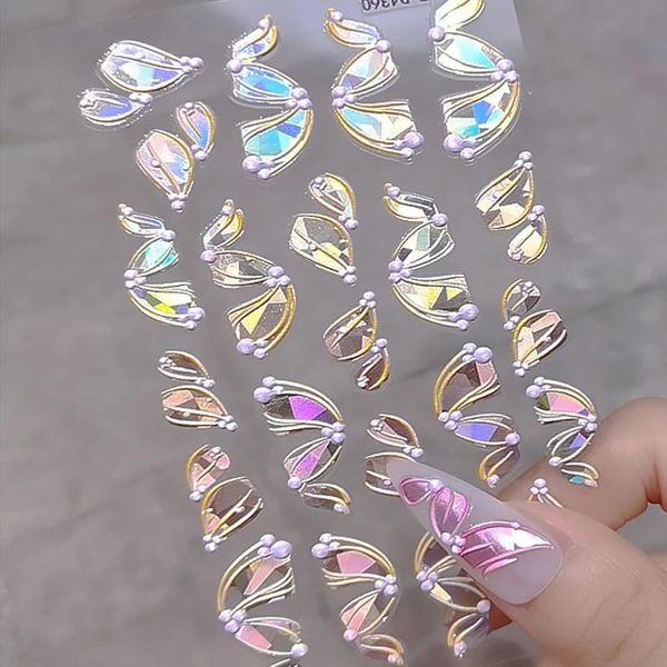 

nail art kits 5d embossed three-dimensional ribbon stickers decals diy laser multicolor sticker decorations