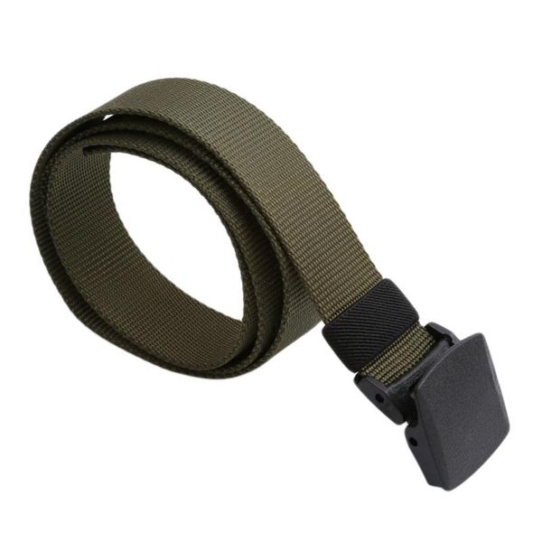 

belts men female military nylon adjustable belt outdoor travel tactical waist with plastic buckle for pant 124cm, Black;brown