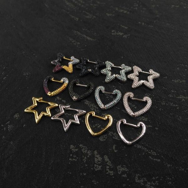 

stud fashion 925 sterling silver earring star heart-shaped full zircon monaco jewelry for women party gift, Golden;silver
