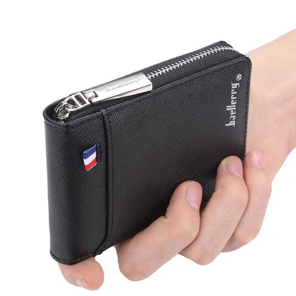 

wallets 2021 fashion zipper men's wallet small short holder for male vintage mini man purse with coin pocket, Red;black