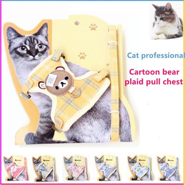 

cat collars & leads breakaway collar towing rope chain adjustable leash breathable kitten pet chest harness for cats