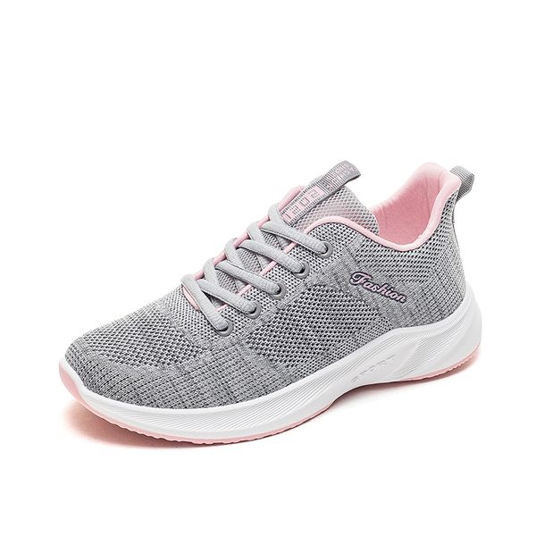 

fall 2021 breathable flying weaving sports running shoes women's versatile mesh flat light soft soles 6622