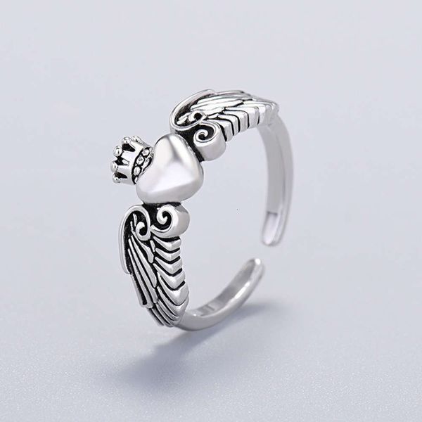 

taiyin love crown japanese and korean simple angel wing ring female, Black