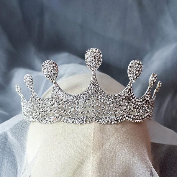 

hair clips & barrettes wedding tiars jewelry accessories fashion bridal baroque crowns simple alloy diamond-studded bride headwear for women, Golden;silver