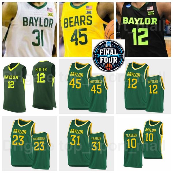 

ncaa basketball final four baylor bears jersey 12 jared butler 31 macio teague 45 davion mitchell 10 adam flagler 24 matthew mayer green, Black