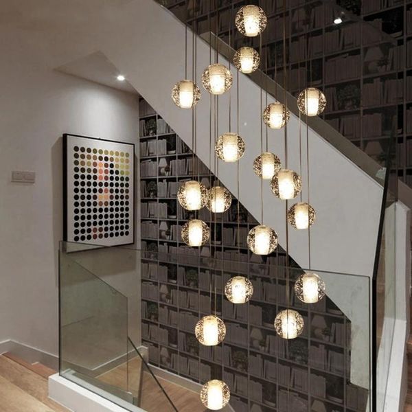 

modern crystal pendant lights led globe glass ball hanglamp fixtures multiple staircase lighting bar living room lamp lamps