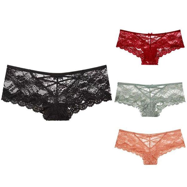 

women's panties womens seamless low rise sports thongs see-through floral lace lingerie hollow cross back underwear briefs, Black;pink