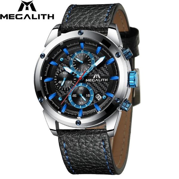 

wristwatches 8004 megalith arrivel mens watches luxury sports watch chronograph waterproof date quartz men relogio masculino, Slivery;brown