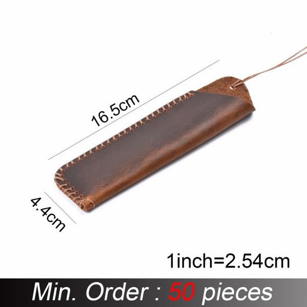 

pencil bags 50 pieces / lot 165x44mm genuine leather pen bag case vintage single pouch for rollerball fountain ballpoint a-t02