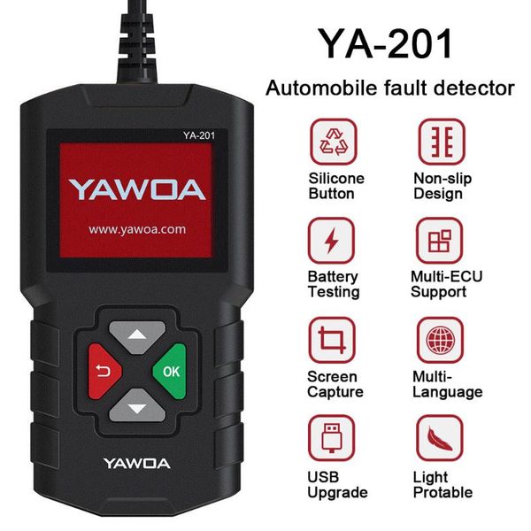 YA-201 OBD2 Araba Teşhis Aracı Otomotiv Tarayıcı Motoru Analiz Cihazı Kod Okuyucu OBDII SCAN PK CR3001 Araçları