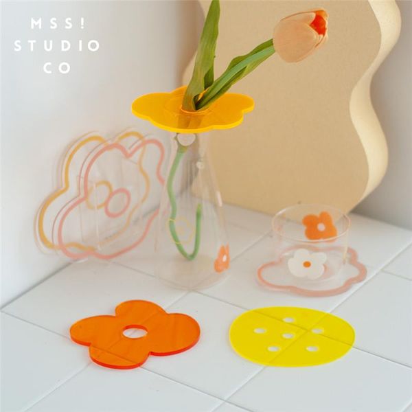 

acrylic flower shape vase cover cup cushion fresh style accessories for home decor holder table ornaments vases