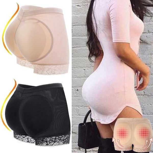 

women's shapers women body shaper bulifter hip enhancer pads underwear shapewear lace padded control panties booty fake pad briefs, Black;white