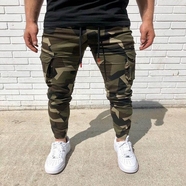 

Men's camouflage , pocket tight fashion sportswear, street cloth, 2021, Black