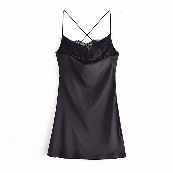 

casual dresses female fashion mini satin with no back halter summer cut ed in lace, Black;gray