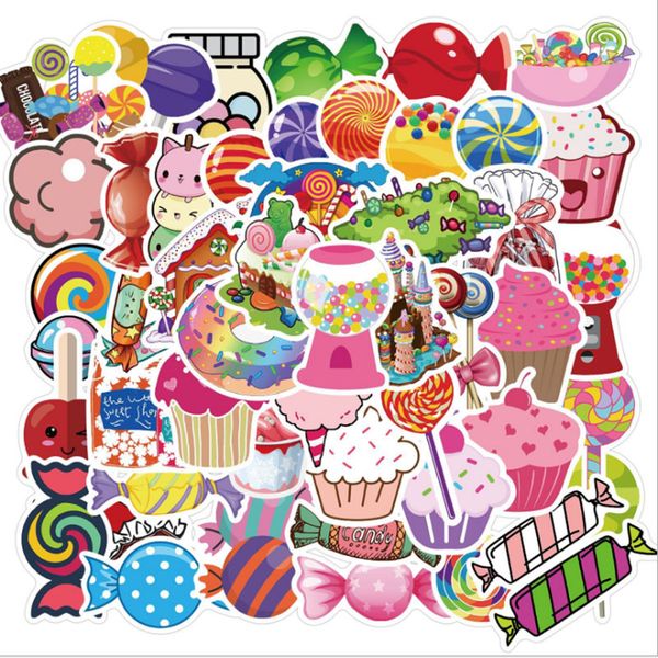 

50 pcs colorful candy graffiti waterproof skateboard travel suitcase phone lapluggage stickers cute kids girl toys