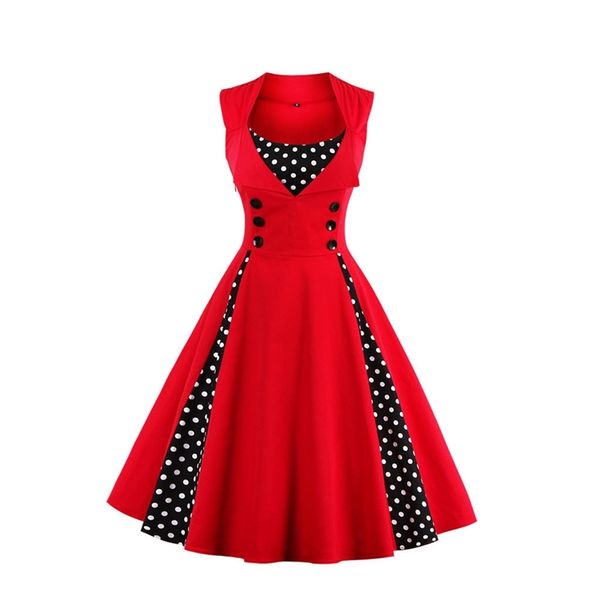 Женщины Robe Ретро Урожай платье 50S 60s Rockabilly Dot Swing Pin UP Летняя вечеринка Платья Элегантные Туники Vestidos Случайные Плюс Размер 210517