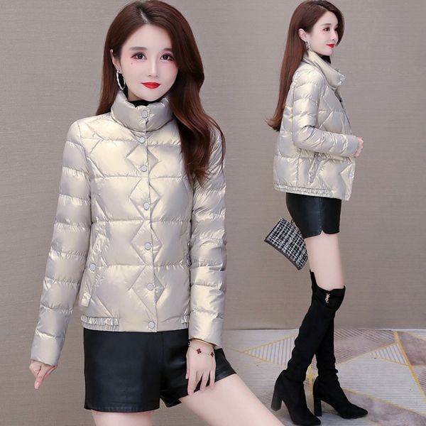 

small bright face down women's light and warm 2021 new winter cloth korean slim fashion et trend, Black