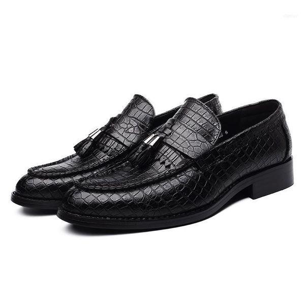 

dress shoes leather men pointed oxfords for slip-on business luxury formal11, Black
