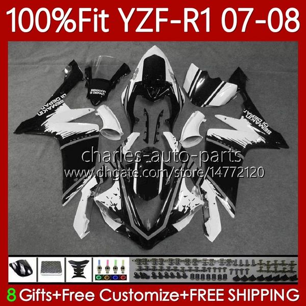 Molde de injeção 100% apto para YAMAHA Body YZF1000 YZF-R1 YZF Preto cinza R1 1000CC 2007-2008 Carroçaria 91No.128 YZF R 1 1000 CC 2007 2008 YZF-1000 YZFR1 07 08 OEM Fairing Kit