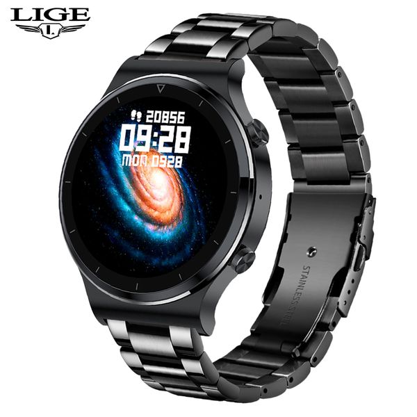 

lige new men smart watch heart rate blood pressure ip68 waterproof sports fitness watch luxury smart watch male for ios androidg, Slivery;brown