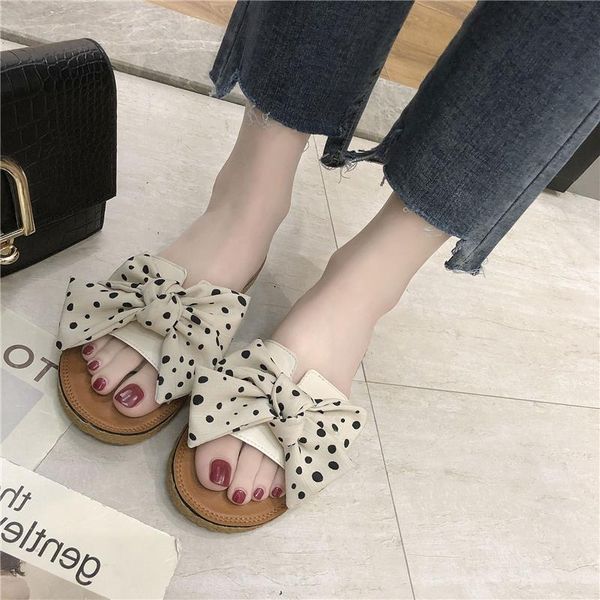 

beach flat slippers for women summer mules bow black beige shoes sandals house