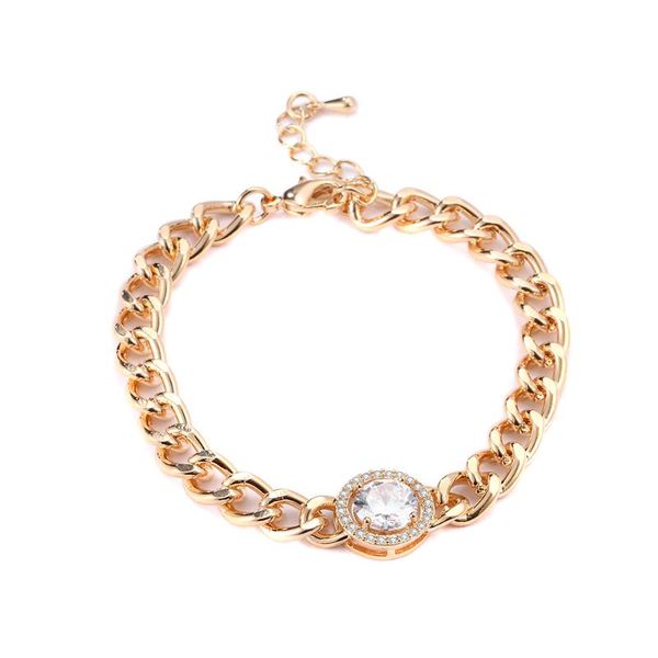 

charm bracelets gold plated round heart crystal bracelet for women stainless steel snake chain adjustable wedding party gift friend, Golden;silver