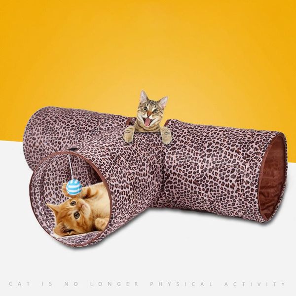 

holes foldable pet cat tunnel indoor outdoor training toy for animal play tube t-joint toys