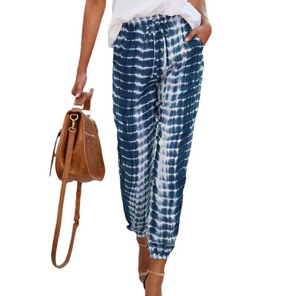 

women's pants & capris women tie dye stretch long drawstring lounge trousers elastic waistband large size casual, Black;white