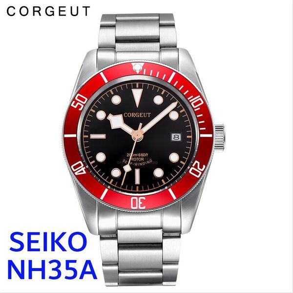 

wristwatches watch brand waterproof japan nh35 automatic mechanical wristwatch full steel sapphire calendar business male clock, Slivery;brown