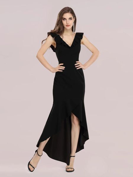 

party dresses stylish wholesale v neck high-low fishtail dress, White;black