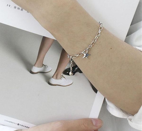 

link, chain stainless steel bracelet for women silver color delicate pentagonal lover's engagement jewelry, Black