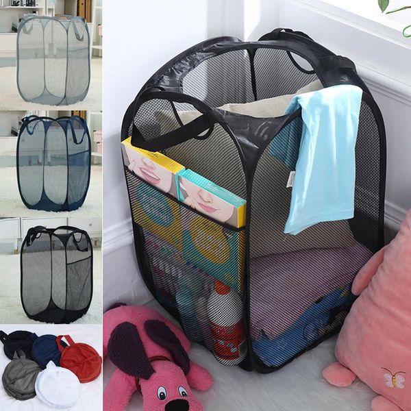 

collapsible mesh foldable hamper laundry basket household large capacity pi669 storage & organization